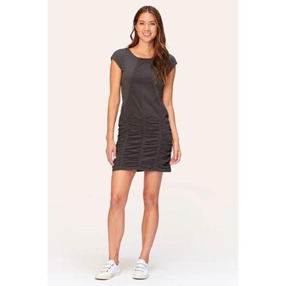 XCVI Charcoal Aviana Ruched Dress Sz L Casual, Sporty, Chic